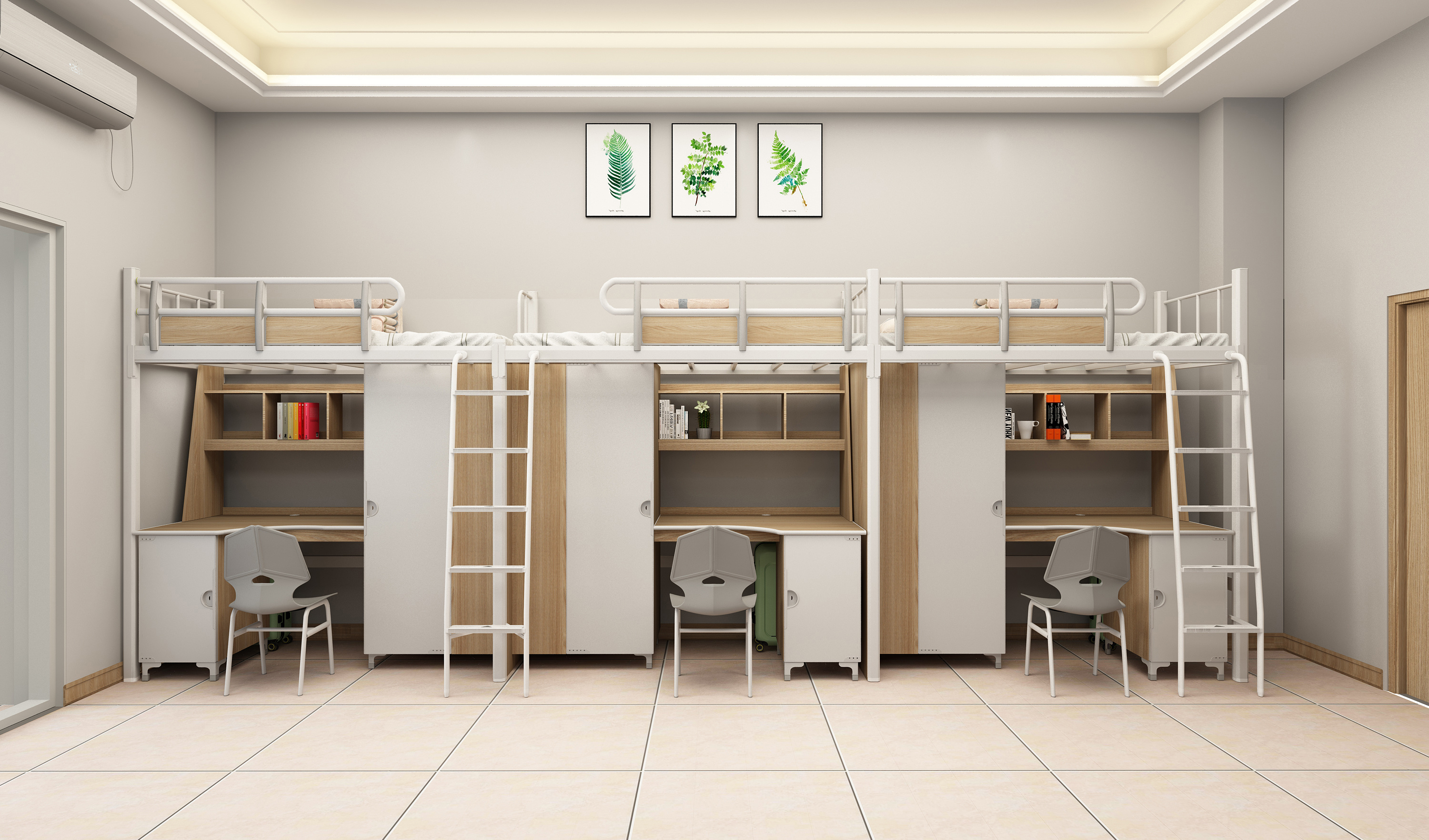 三联三位爬梯公寓床