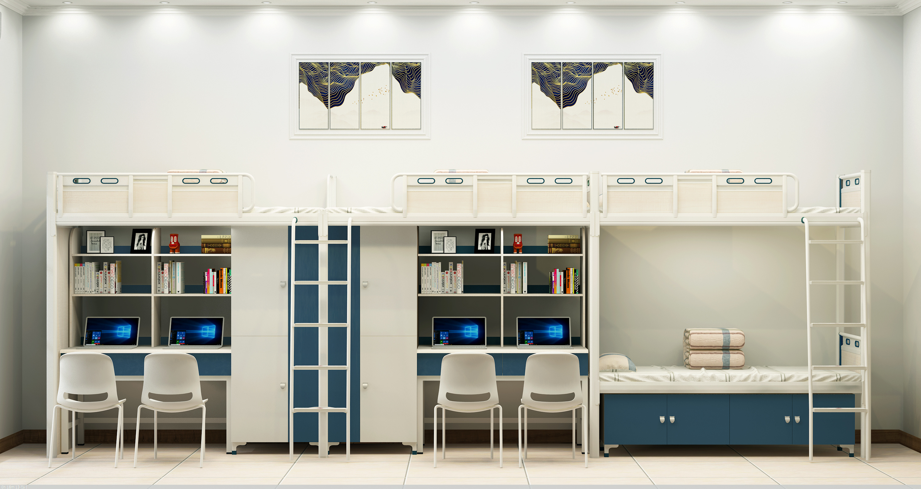 三联四位爬梯公寓床